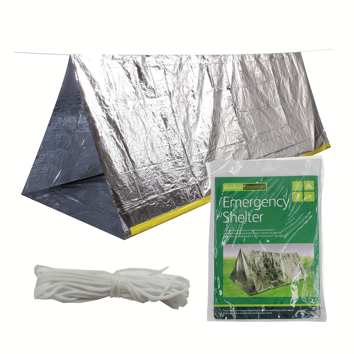 Tente d'abri d'urgence pour 2 personnes avec couverture isolante en polyéthylène : durable, coupe-vent et imperméable pour le camping et la préparation aux crises