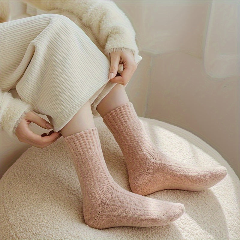4 pares de calcetines gruesos, cálidos y cómodos, de rizo, de tubo medio, para mujer.