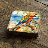 Parrots Wooden Cork Coasters Gift Set of 4 by G. Debrekht - Coastal Holiday Decor  - 8199451C-S4