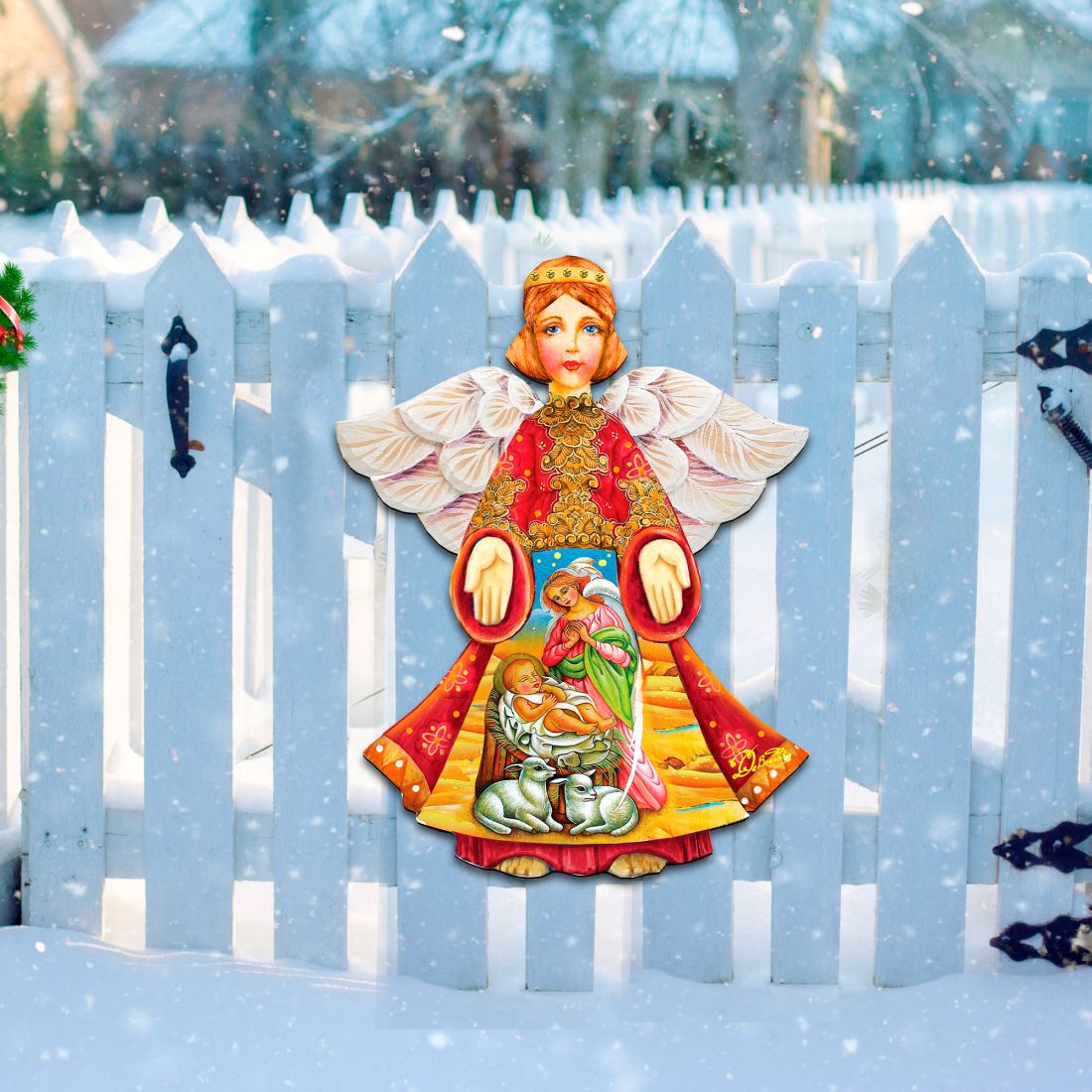 Mary And Joseph Angel Nativity Door Decor by G. DeBrekht - Nativity Holiday Decor - 8154109H