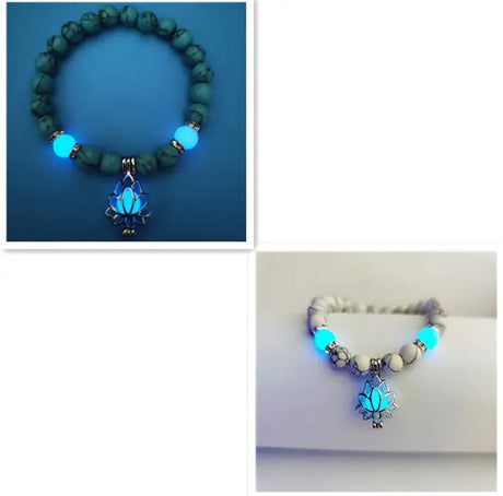 Energy Luminous Lotus Natural Stone Bracelet Yoga Healing Luminous Glow In The Dark Charm Beads Bracelet For Men Women Prayer Buddhism - Lootquake