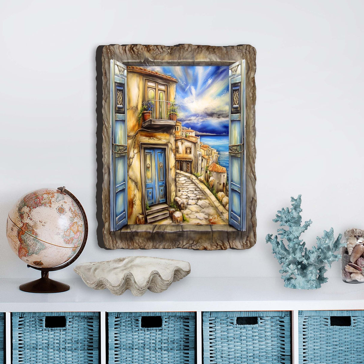 Coastal Town Window View Wall Art by G. DeBrekht Coastal Decor - 8492102W