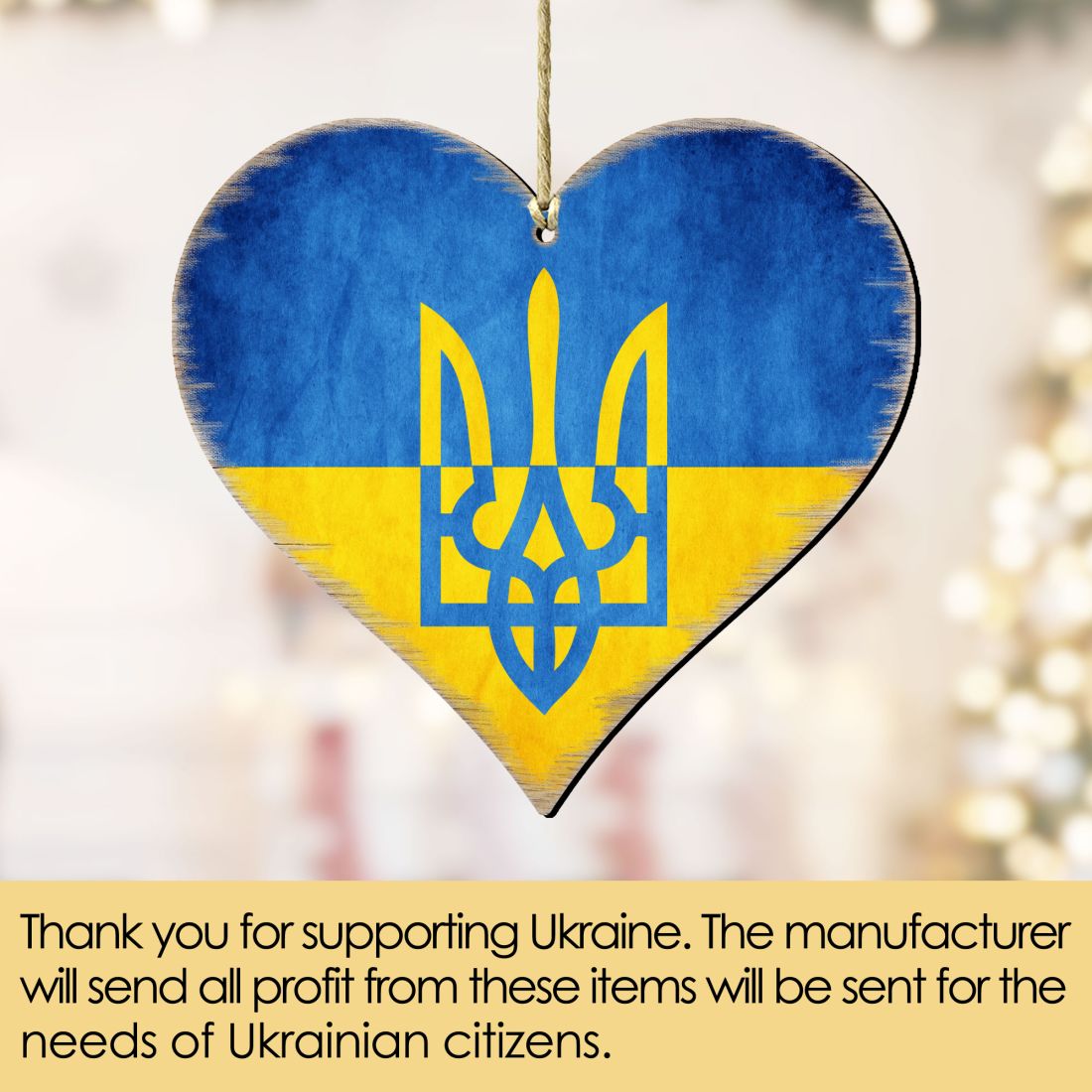 Solidarity with Ukraine Wooden Ornaments Set of 6 - International Decor - 8187120-S3