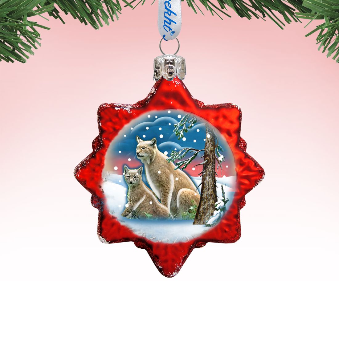 Bobcat Mercury Glass Ornament by G. DeBrekht - Wildlife Holiday Decor - 771026