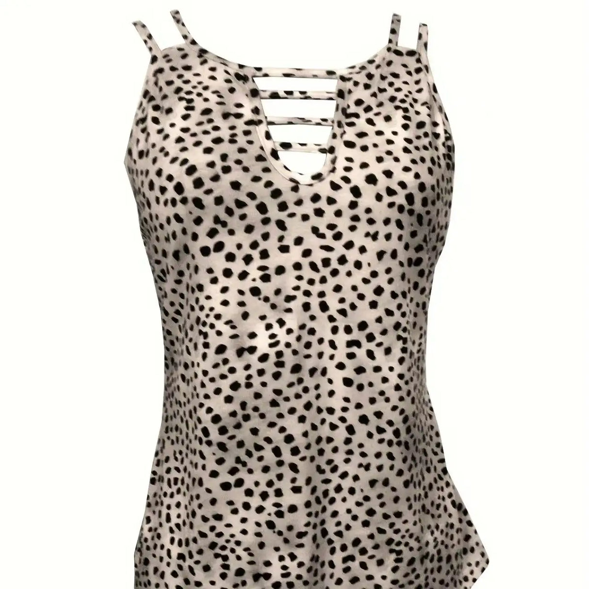 Ladies' Fashionable Casual Solid Color Printed Polka Dot Vest Top - Lootquake