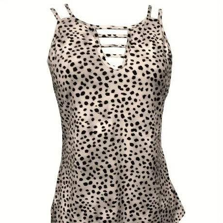 Ladies' Fashionable Casual Solid Color Printed Polka Dot Vest Top - Lootquake
