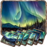Northern Lights Wooden Cork Placemat and Coasters Gift Set of 7 by Nature Wonders Nature Wildlife Decor  - 85401C-S7