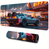 Ultra-Sleek Silvery Sports Car Design Large Gaming Mouse Pad - Extended, Thick, Non-Slip Rubber Desk Mat With Precision Stitched Edges - Washable & Durable