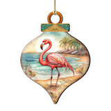 Holiday Coastal Decor - Flamingo Charm Wooden Ornaments by G. Debrekht - Coastal Holiday Decor - 8688173