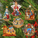 Nativity Decorative Wooden Clip-on Ornaments Set of 6 by G. Debrekht - Nativity Holiday Decor - 8090133C-S6