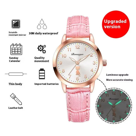 Women's Luminous Quartz Watch With Simple Waterproof Belt - Lootquake
