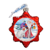 Adorno de vidrio de mercurio de Papá Noel con oso polar de G. DeBrekht - Decoración navideña de Papá Noel y muñeco de nieve - 773011