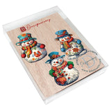 Juego de 3 adornos decorativos de madera con forma de muñeco de nieve de G. Debrekht - Decoración navideña - 8091023-S3