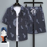 Men's Short-sleeved Suit Youth Student Leisure Sports Cool Shorts Two-piece Set - Lootquake
