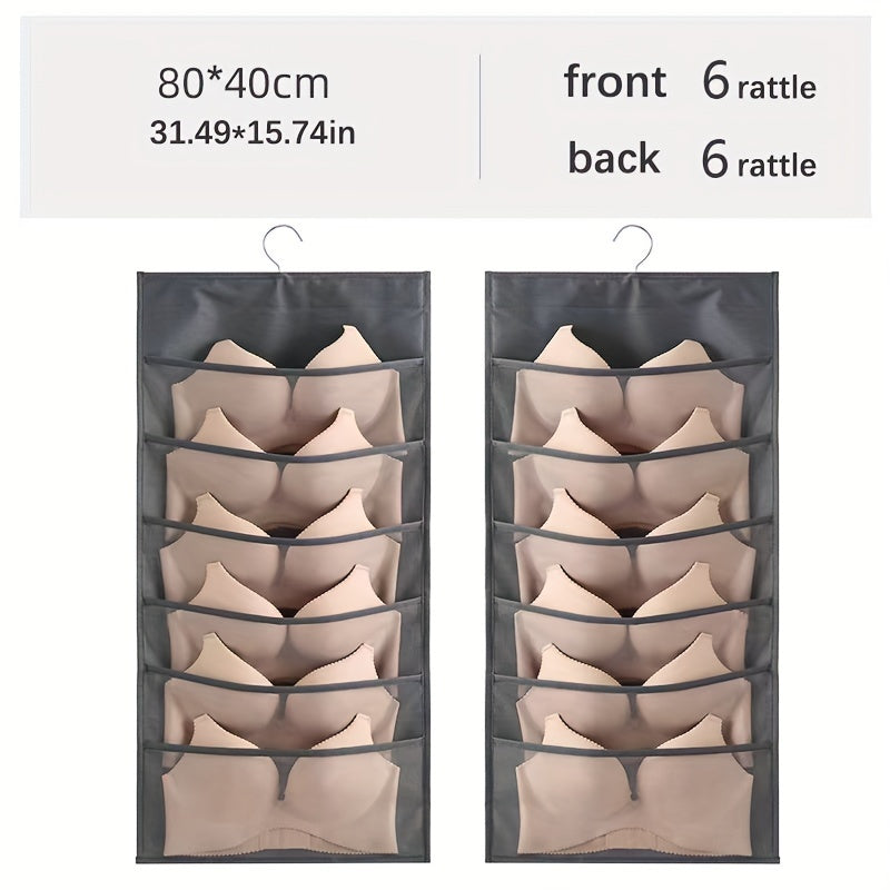 Sac de rangement pour sous-vêtements double face - Solution de rangement polyvalente pour lingerie et chaussettes, design compact et adapté aux voyages, avec fonction d'accrochage facile