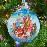 Adorno de vidrio con entrega especial de G. DeBrekht - Decoración navideña de Papá Noel y muñeco de nieve - 73361