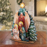 Nativity Scene with Christmas Tree Decorative Village Set by G. Debrekht Nativity Holiday Decor - 852767