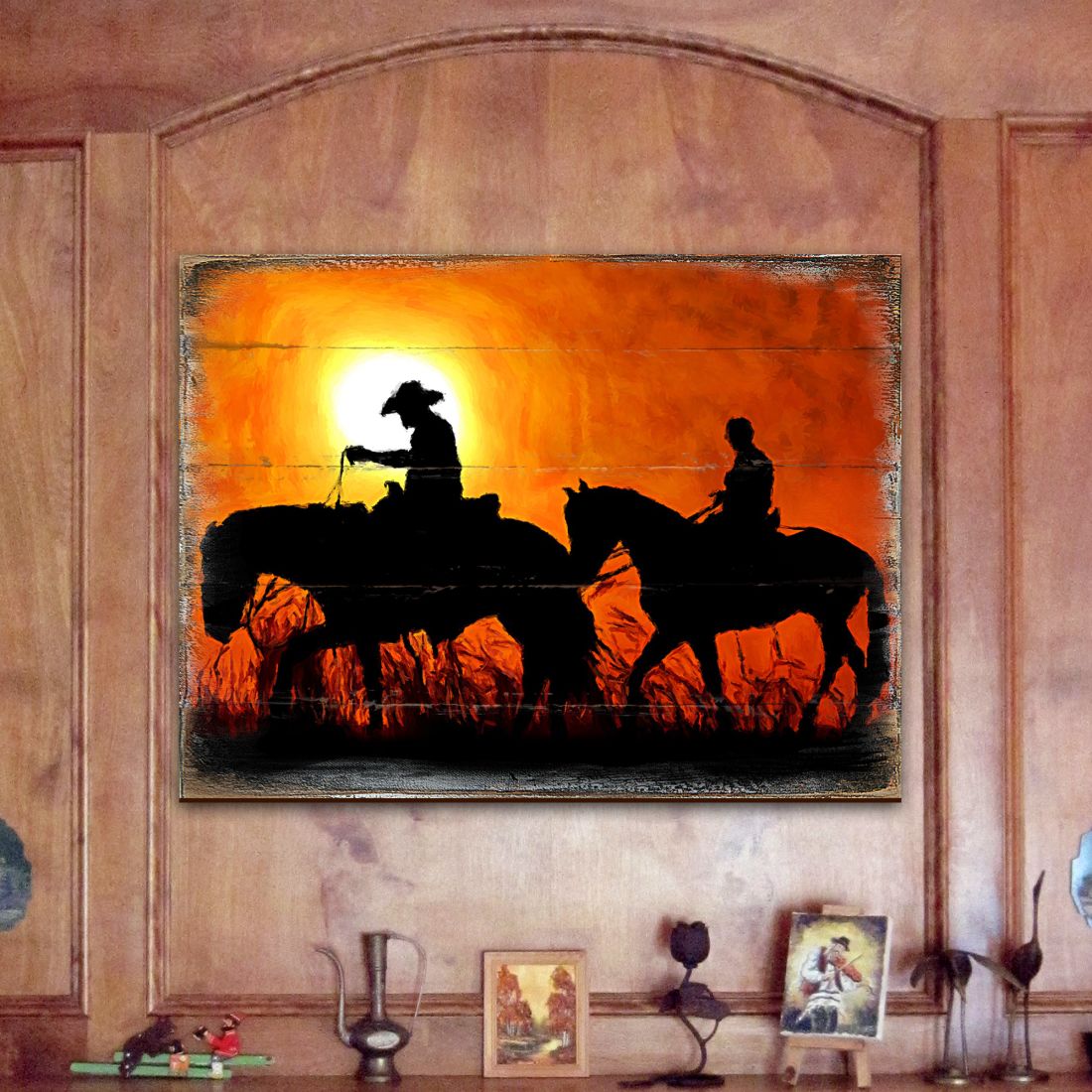 Arte de pared de madera de los Vaqueros Scheffler de Nature Wonders - Decoración de vida silvestre - 95230B
