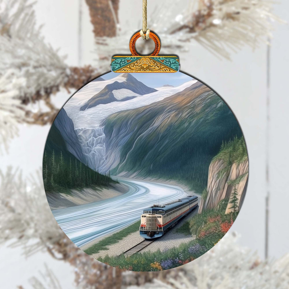 Adornos de madera del Ferrocarril de Montaña de Alaska de G.Debrekht - Decoración navideña con temática de vida silvestre - 870042