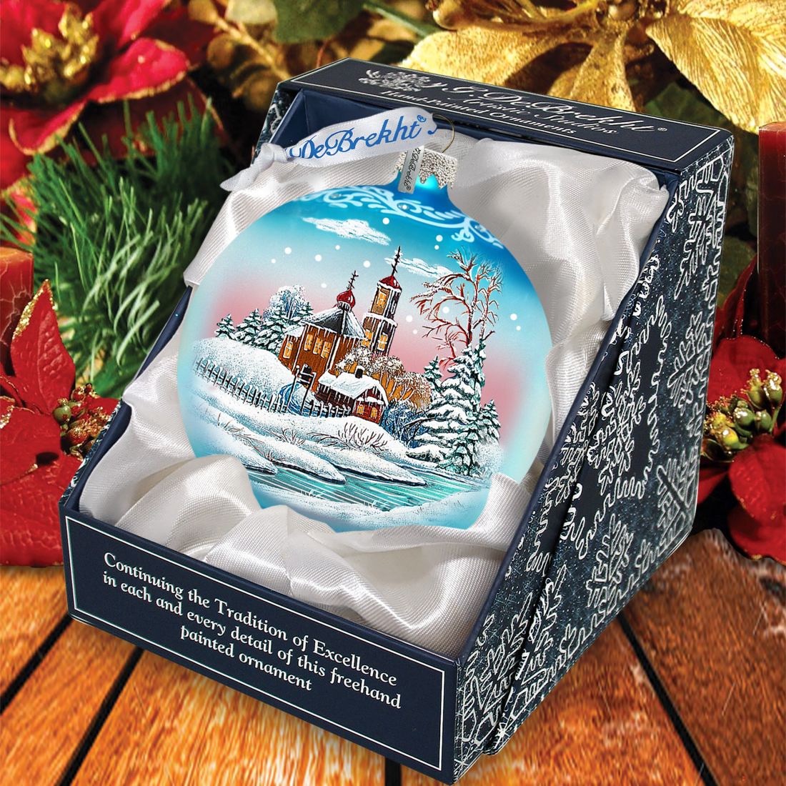 Adorno de cristal con forma de bola de pueblo de G. DeBrekht - Decoración navideña - 73118