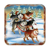Juego de 4 posavasos de corcho de madera con diseño de huskies de Nature Wonders - Decoración de vida silvestre - 95378C-S4