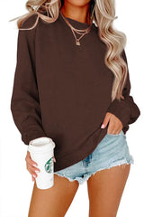 Solid Color Crew Neck Coat Long Sleeve Hoodie - Lootquake