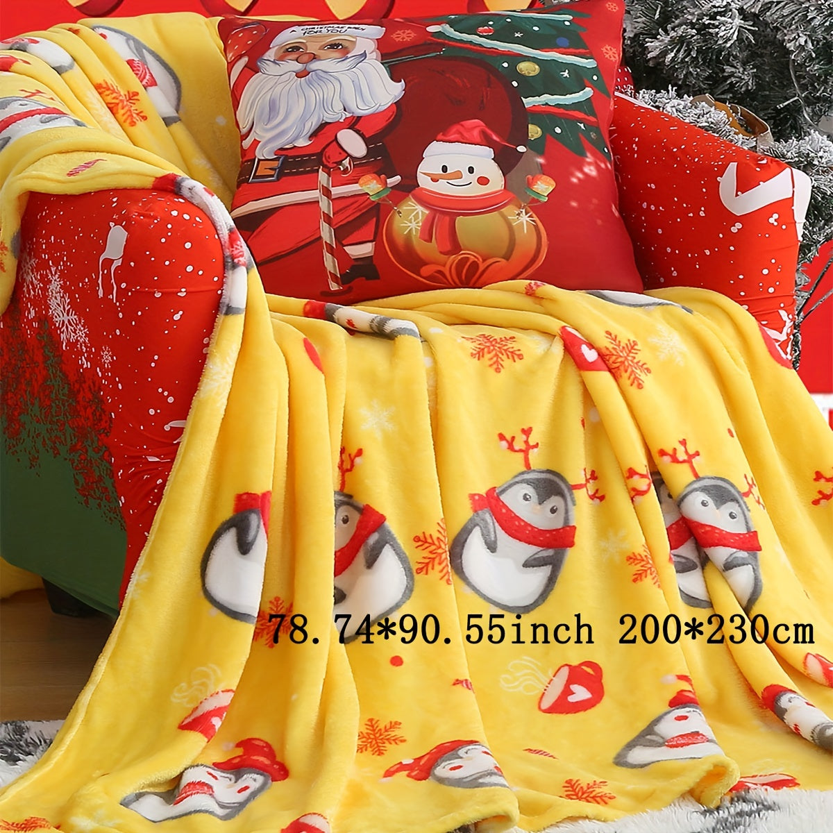 1 manta navideña de felpa, suave y cómoda, ideal para sofá, oficina, cama, camping, viajes, regalo de Navidad.