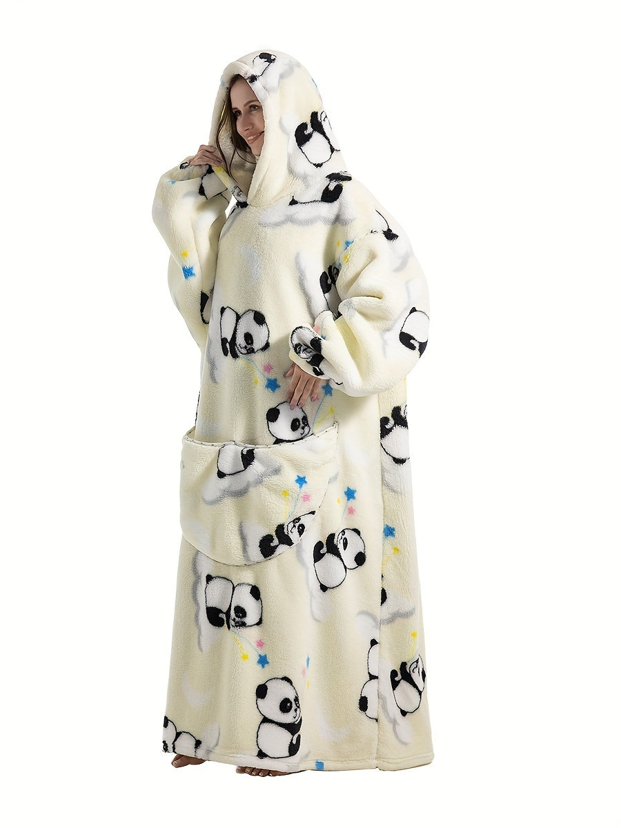 Sweat à capuche en flanelle imprimé citrouille grande taille - Doux, confortable, pelucheux, à capuche, vêtement d'hiver pour femme sur le thème d'Halloween