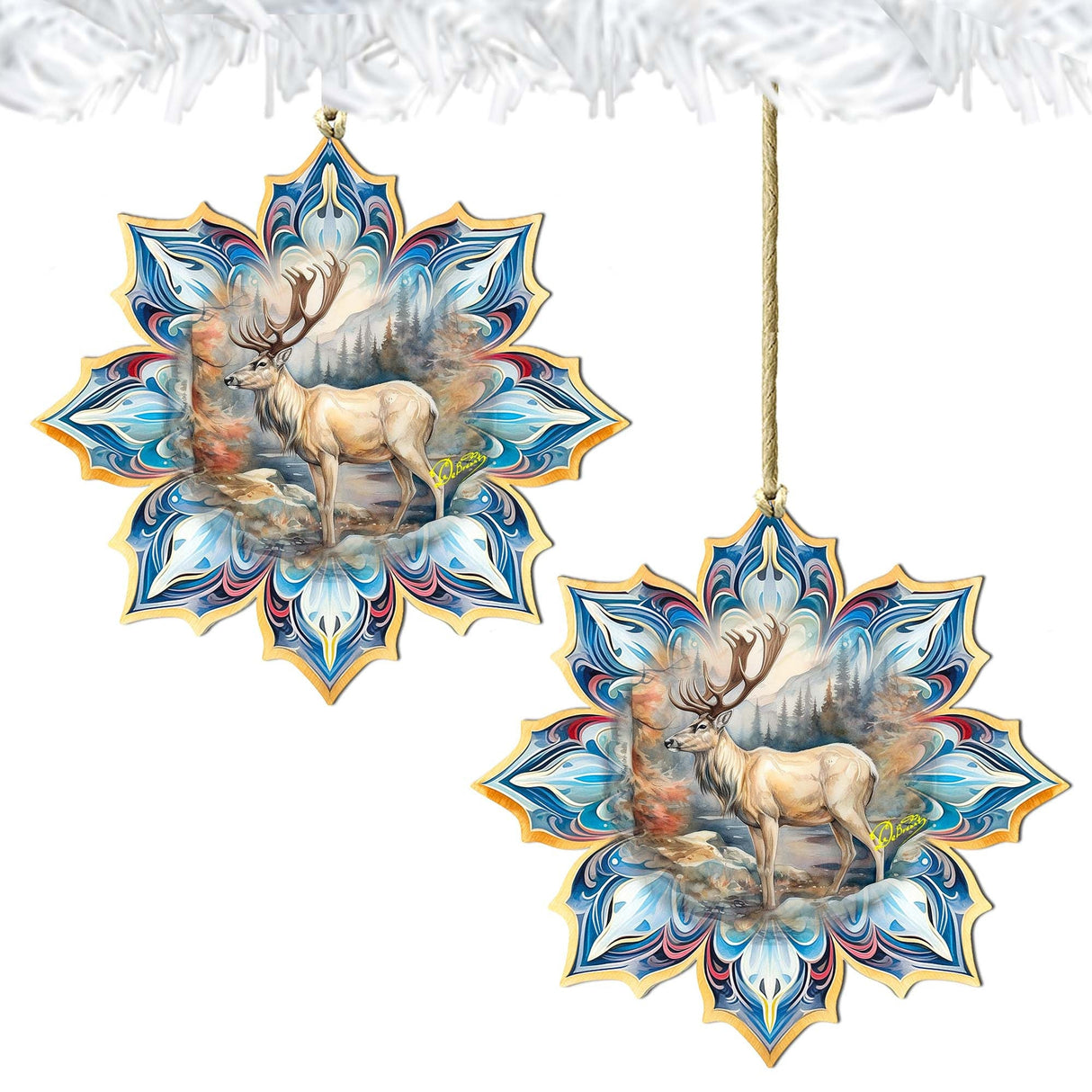 Adornos de madera con forma de copo de nieve de reno de G. Debrekht - Decoración de vida silvestre - 8688415