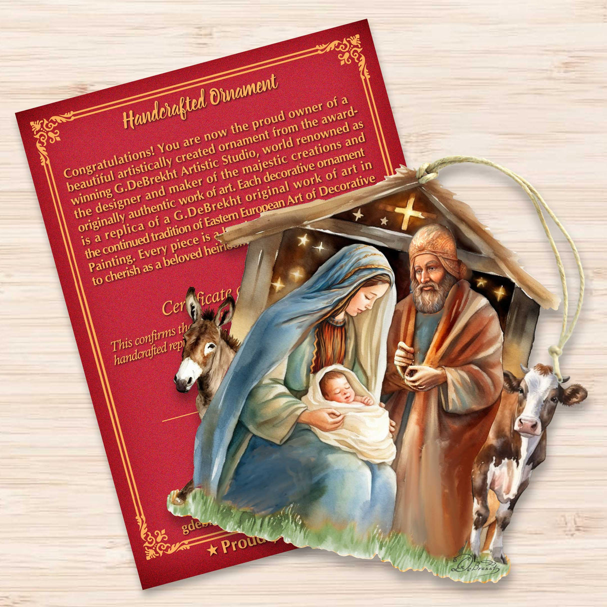 Born Under Bright Star Nativity Wooden Ornaments by G. DeBrekht Nativity Holiday Decor - 8611082