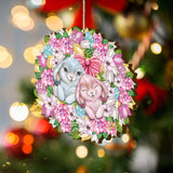 Bunny Love Wreath Wooden Ornaments by G.DeBrekht - Easter Spring Decor - 8185301-4