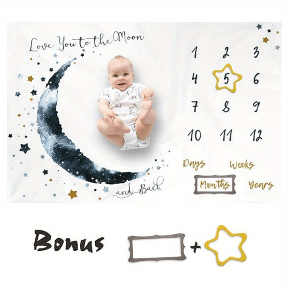 Couverture extra large pour bébé garçon - Accessoire de photographie en polyester avec tableau de croissance mensuel et calendrier - Idéal pour les cadeaux de Noël, d'Halloween et de Thanksgiving