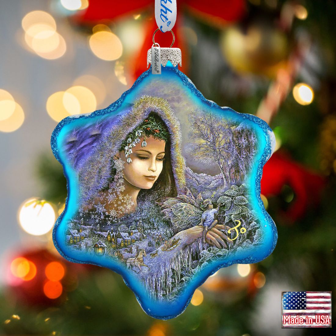 Winter Goddess Glass Ornament by Josephine Wall - Christmas Decor - 754-401-JW