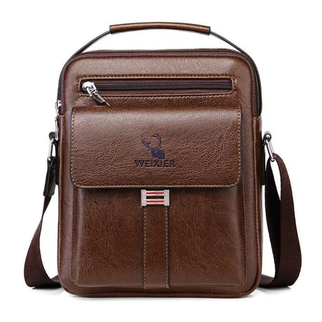 Leather Messenger Crossbody Shoulder Bag For Men Work Business Casual Adjustable Straps With  Metal Zipper - Lootquake