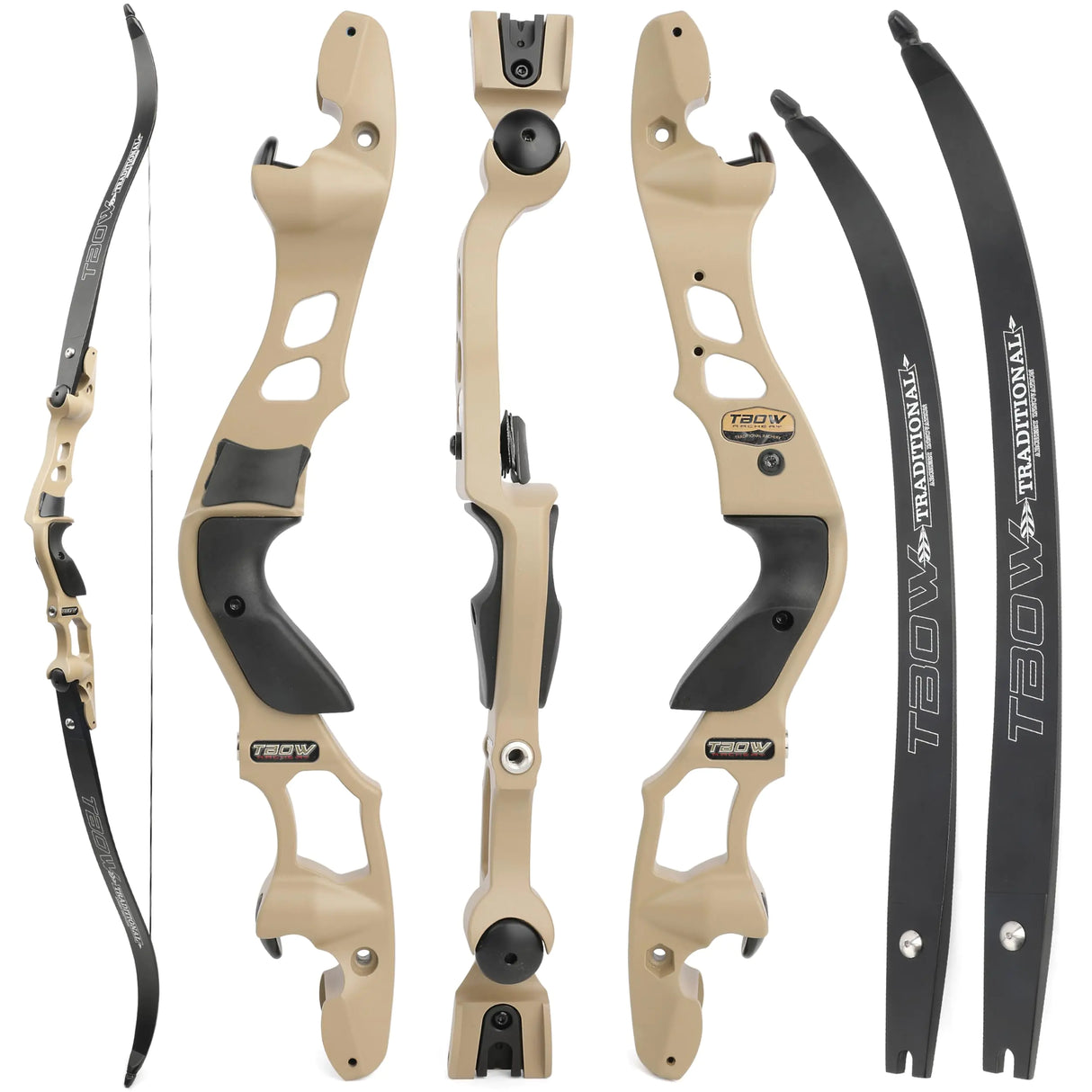 Arc classique ILF de 62 pouces pour la chasse et la chasse aux jeunes adultes. Arc classique démontable de 30 à 60 lb pour droitier. Branches d'arc Gordon usinées CNC (gris désert, 50 lb).