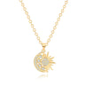 PERNNLA PEARL 18K Gold Cresent Moon Star Sun Pendant Necklaces for Women Dainty Celestial Coin Cute Necklace Layered Chain Necklaces Women Jewelry 18” - Lootquake