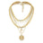 MJartoria Gold Layered Necklaces for Women Trendy Retro Coin Crown Letter Pendant Necklace Dainty Chunky Chain Choker Necklaces for Jewelry Birthday Gifts (Gold C) - Lootquake