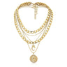 MJartoria Gold Layered Necklaces for Women Trendy Retro Coin Crown Letter Pendant Necklace Dainty Chunky Chain Choker Necklaces for Jewelry Birthday Gifts (Gold C) - Lootquake