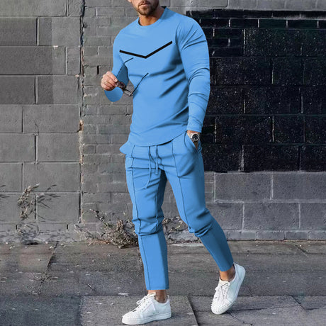 Round Neck Long Sleeve T-shirt Trousers Suit Men - Lootquake