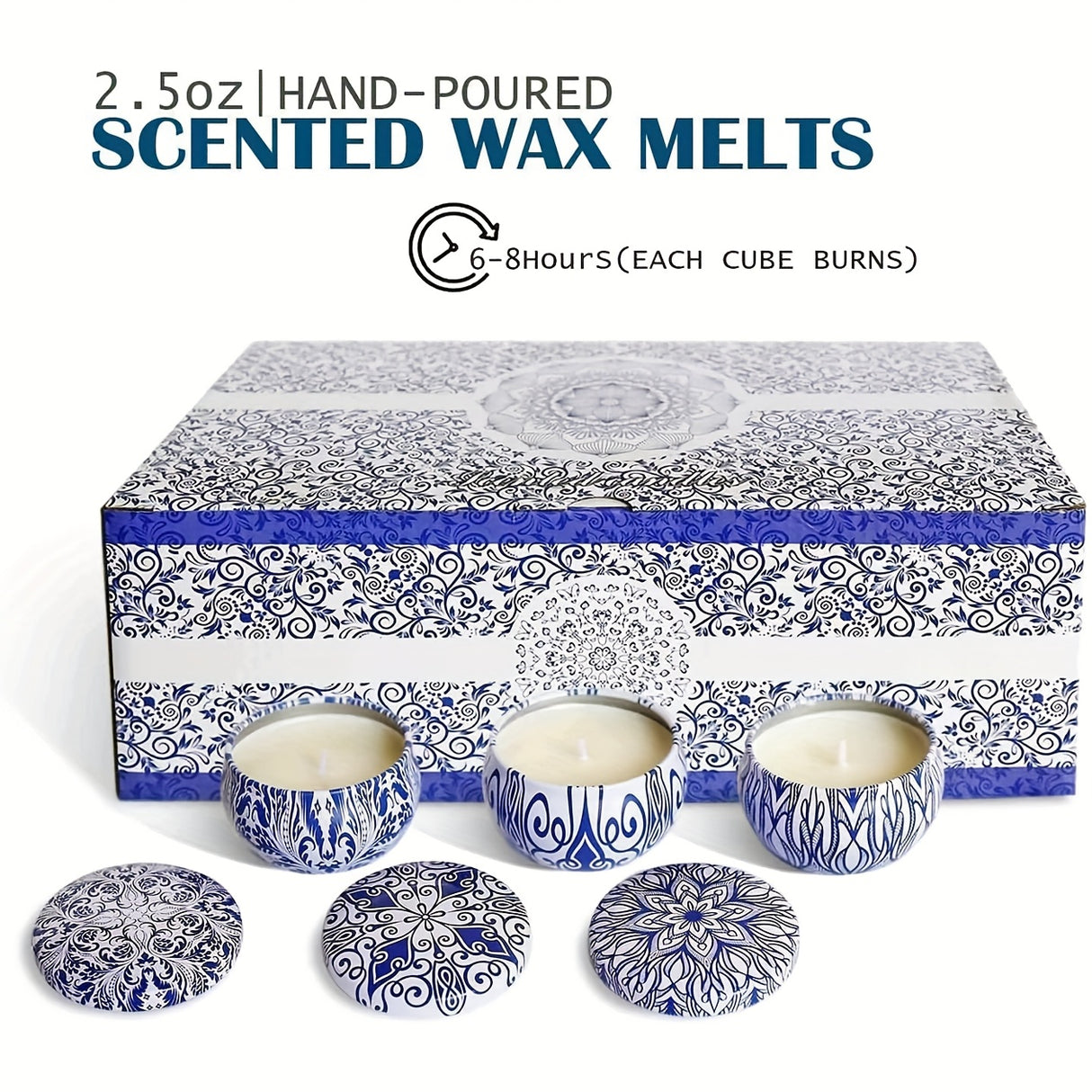 16pcs Blue And White Porcelain Scented Candle Smokeless, No Drip, Elegant Romantic Candle, Suitable For Family, Swimming Pool, Sabbath, Wedding, Church, Also Very Suitable For Halloween, Thanksgiving, Valentine'S Day And So O