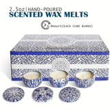 16pcs Blue And White Porcelain Scented Candle Smokeless, No Drip, Elegant Romantic Candle, Suitable For Family, Swimming Pool, Sabbath, Wedding, Church, Also Very Suitable For Halloween, Thanksgiving, Valentine'S Day And So O