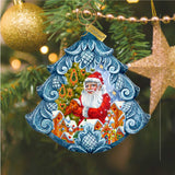 Adorno navideño esculpido y pintado a mano con Papá Noel glaseando el árbol de jengibre, de G. DeBrekht - Decoración navideña de muñeco de nieve de Papá Noel - 610278