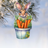 Bunny with Basket of Carrots Wooden Ornaments by G. DeBrekht Easter Spring Decor - 8652769