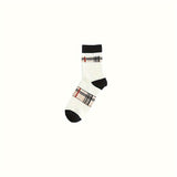 1/5 pares de calcetines de tubo medio elegantes a cuadros para mujer - Mezcla de algodón cómoda y transpirable, ideales para uso diario y atuendos casuales