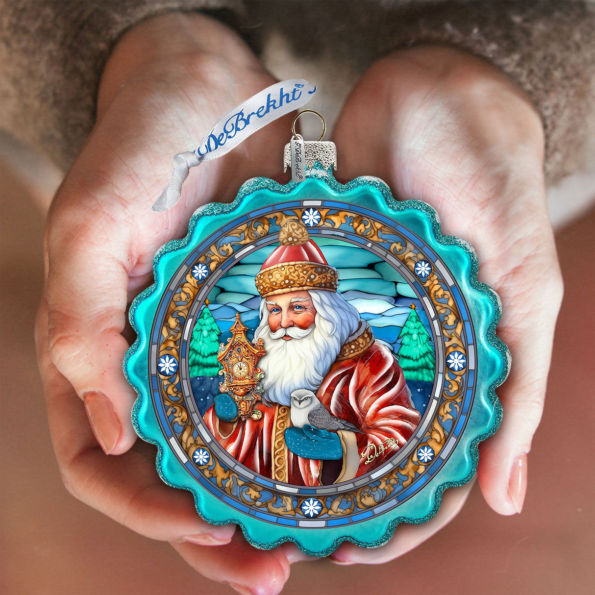 Forest Christmas Wreath Glass Ornament by G. Debrekht - Christmas Holiday Decor - 759-063