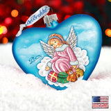 Guardian Angel Heart Glass Ornament by G. DeBrekht - Nativity Holiday Decor - 744-022