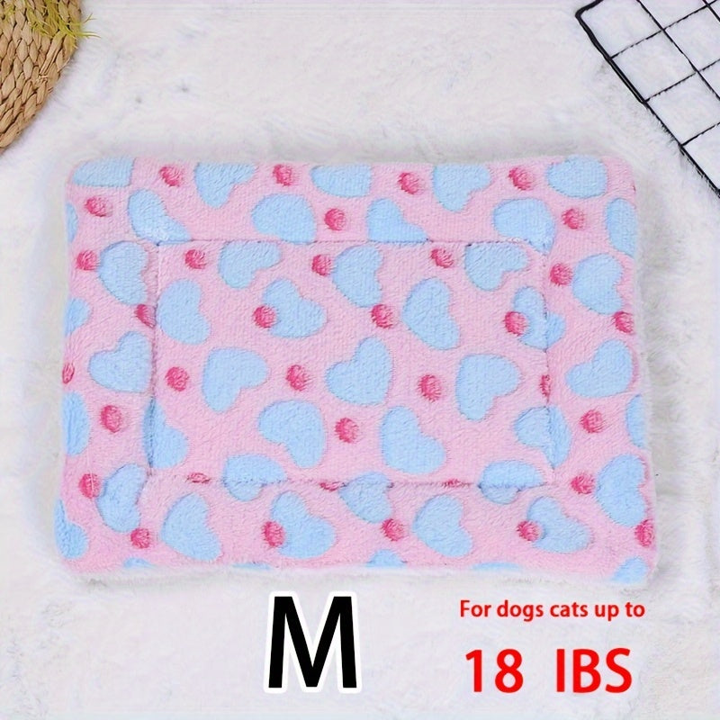 Manta rectangular para mascotas, resistente a la suciedad y para todas las estaciones - Cómoda cama con estampado de pata de perro y corazón (1 unidad)