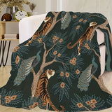 51x59 inches Vibrant Tiger and Peacock Print Flannel Throw Blanket - Throws with Hypoallergenic Polyester Fiber, Soft Multipurpose Knitted Design for All Seasons, Space Theme Decorative Bedding with Easy Dry Clean Care and St