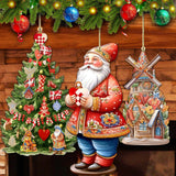 Santas Around the World - Danish Inspired Santa - Wooden Ornaments Set of 3 by G. DeBrekht Christmas Santa Snowman Decor - 8091302S3