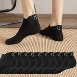 10 Pairs Smiling Face Embroidered Socks, Casual & Breathable Unisex Low Cut Ankle Socks, Women's Stockings & Hosiery